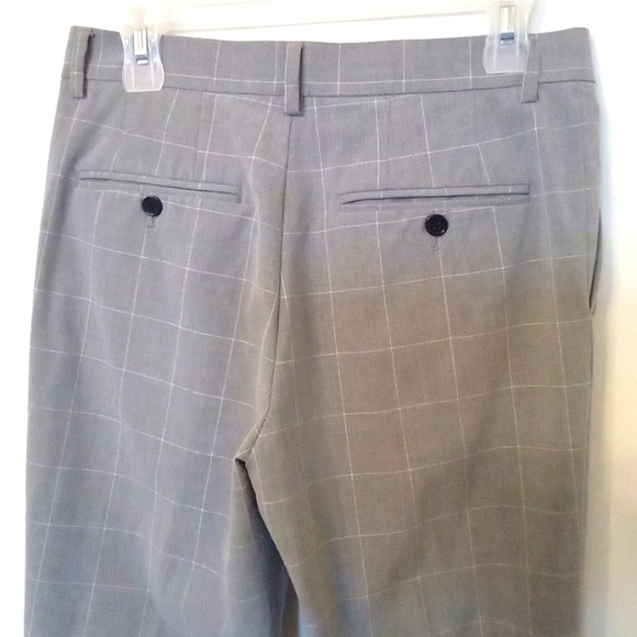 H&M Grey Windowpane Check Tapered Leg Dress Pants - Picture 6 of 8